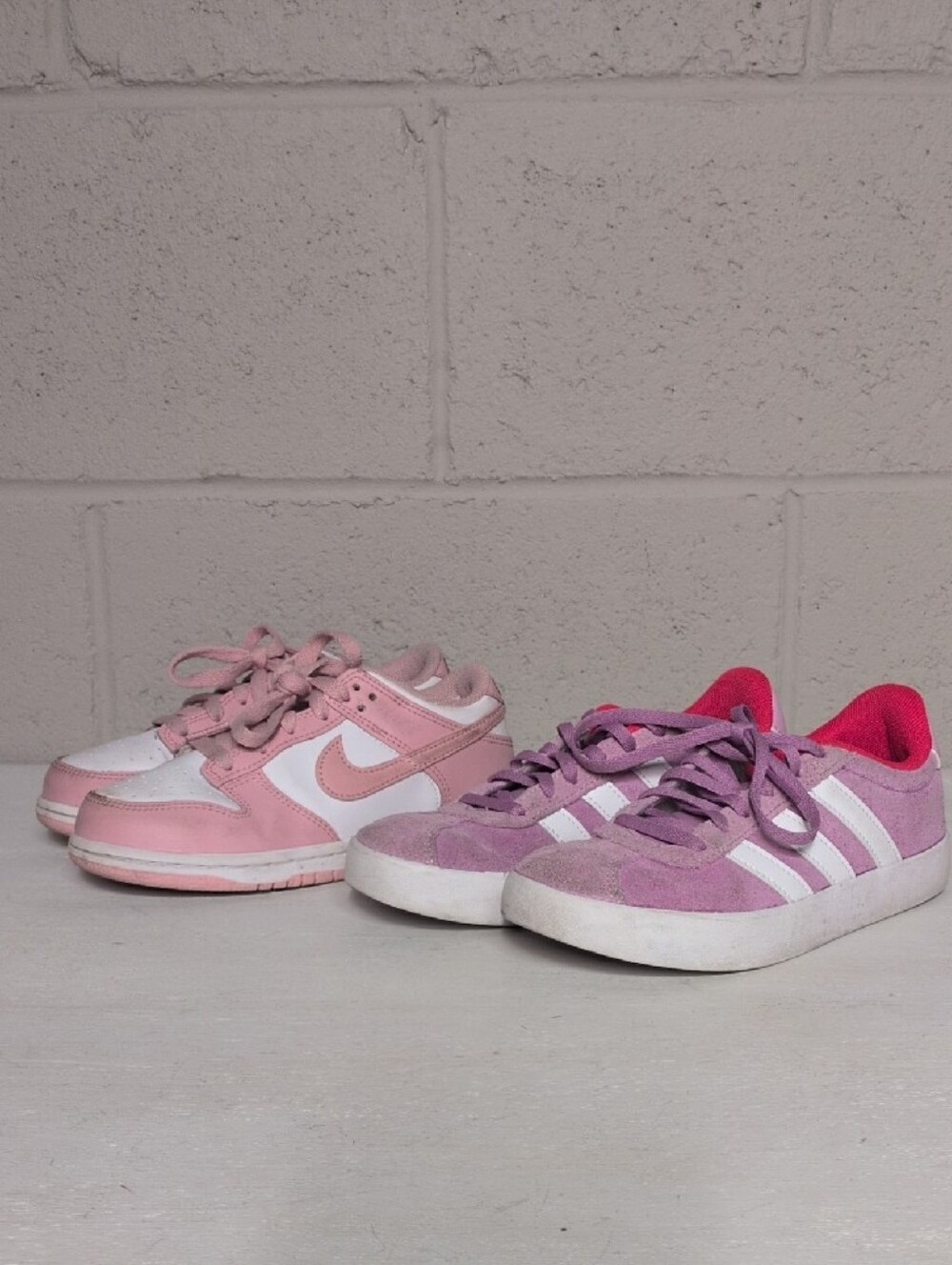 Girls Adidas & Nike Sneakers Size 2, Two-Pair Bundle Pink